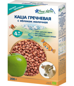 Fleur Alpine Milk Buckwheat Cereal with Apple for Babies from 4 months 200g